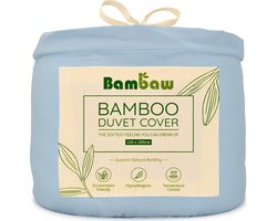 Bambaw Luxe Bamboe Dekbedovertrek 135x200cm – Ultra ademende stof – Hypoallergeen – Beddengoed - Lichtblauw
