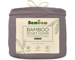 Bambaw Luxe Bamboe Dekbedovertrek 200x200cm – Ultra ademende stof – Hypoallergeen – Beddengoed - Donkergrijs
