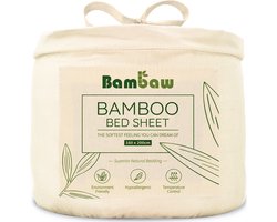 Bambaw Luxe Bamboe Hoeslaken 160x200cm – Ultra ademende stof – Hypoallergeen – Beddengoed - Wit
