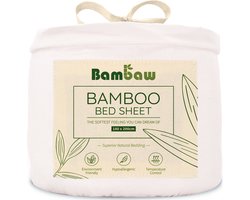 Bambaw Luxe Bamboe Hoeslaken 180x200cm – Ultra ademende stof – Hypoallergeen – Beddengoed - Wit