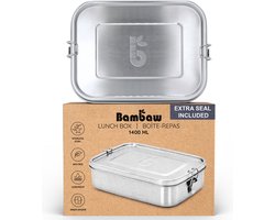 Bambaw Roestvrij Staal Vershoudbakjes 1400 ml - Brooddoos - RVS Lunchbox - Meal Prep Bakjes - Broodtrommel - Vershouddoos