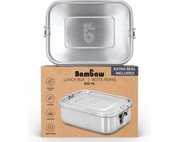 Bambaw Roestvrij Staal Vershoudbakjes 800 ml - Brooddoos - RVS Lunchbox - Meal Prep Bakjes - Broodtrommel - Vershouddoos