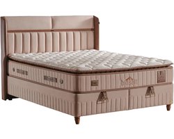 Bambi Biosalt - Bed Boxspring Set - Complete Boxspring - 140x200 - Slaapkamerbed - 1 x Matras met Topper - 2 x Bedbox - 1 x Hoofdbord