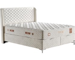 Bambi Thermo Control - Bed Boxspring Set - Complete Boxspring - 140x200 - Slaapkamerbed - 1 x Matras met Topper - 2 x Bedbox - 1 x Hoofdbord - Wit