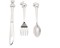 Bambino - Silver plated - Verzilverd - Kinder Bestek met Dieren - Doop kado - Geboorte kado - Baby kado - Baby cadeau - Zilver - Baby Gift