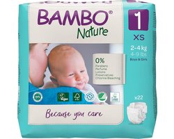 Bambo Babyluiers - Maat 1 - Baby 2 tot 4 kg - 22 Stuks