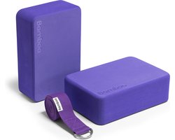 Bamboa Yogablokken Set Paars + Gratis Yoga Riem | Ronde hoeken | EVA Foam | 2 Yoga Blokken