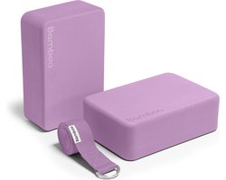 Bamboa Yogablokken Set Roze + Gratis Yoga Riem | Ronde hoeken | EVA Foam | 2 Yoga Blokken