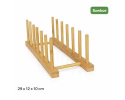 Bamboe Afdruiprek / Organizer – Voor Borden, Glazen, Kopjes & Boeken – Multifunctioneel Rek – 29 x 12 x 10 cm