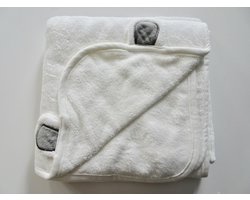 Bamboe badcape beertje grijs - extra groot 90 x 90 - Eco-vriendelijk van Baby-Slofje.nl