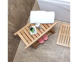 Bamboe Badkamer Bankje met Opbergvak - Houten Badkamermeubel