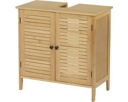 Bamboe Badkamerkast met 2 Deuren - Badkamer Kast - Onder Gootsteen Opslagkast Organizer voor Woonkamer en Slaapkamer - 60x30x60 cm
