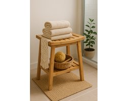 Bamboe Badkamerkrukje met Opbergrek – Douchekruk – L39,5 x B25 x H46 cm