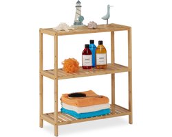 Bamboe badkamerrek 3 etages - Hoogte verstelbaar - HBD 69 x 60 x 26 cm - Smal rek voor badkamer & keuken - Naturel
