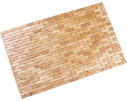 Bamboe badmat 80 x 50 cm met antislip onderkant - Douchemat houten badkamermat