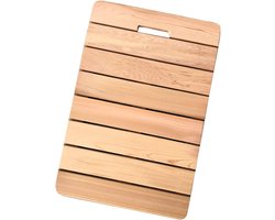 Bamboe Badmat - Houten Vloermat Douche - Badkamer Decoratie - Antislip Rubberen Voetkussen - 75x90cm - Houtkleur