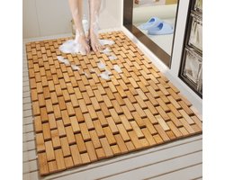 Bamboe badmat voor luxe douches, antislip, stevig, waterdicht bamboe badkleed voor sauna's en spa's, trapdecoratie en accessoires, 40x60cm