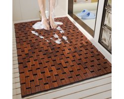 Bamboe badmat voor luxe douches, antislip, stevig, waterdicht bamboe badkleed voor sauna's, spa's, traptreden en accessoires, bruin, 40x60cm.