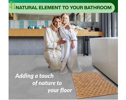Bamboe badmat/badblokmat voor luxe douches, antislip, stevig, waterdicht bamboe badkleed voor sauna's en spa's, trapdecoratie en accessoires, 50x80cm