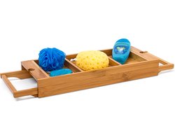 bamboe badplank - 7 x 67,5 x 21 cm - uitschuifbaar - verstelbaar - met 2 houders