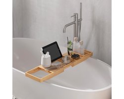Bamboe badplank verstelbare badbrug 70-105x21,8x5cm gemaakt van natuurlijk materiaal voor een ontspannen badervaring