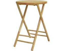 Bamboe Balkontafel - Klaptafel Tuin - Buiten Zitten - Waterdoorlatend Lattenontwerp - 55x55x75 cm - Natuurlijk