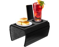 Bamboe Bank Dienblad, Antislip Bank Dienblad met Smartphone Houder, Bank Dienblad, Flexibele Drankhouder voor Bank, Afgeronde Armleuningen