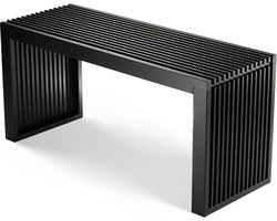 Bamboe Bank - Keukenbankje - Eetkamerbank - 90 x 33 x 43 cm - Eetbank Van Bamboe - Ingangsbank - Comfortabele Halbank - Zitbank Eetkamer Houten Bank Zonder Rugleuning (Zwart)