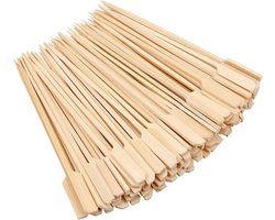 Bamboe Barbecue Skewers - Set van 100 stuks Houten Kebab Stokjes - Ideaal voor BBQ Feestjes en Buffetten - Natuurlijke kleur - 12CM - Voor Grillen van Cocktails, Fruit, Burgers en Marshmallows