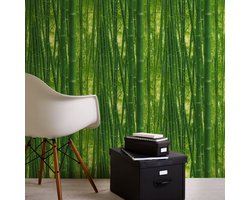 Bamboe Behang 938718 | Groen Behang | Vliesbehang | Bijzonder geschikt voor de Keuken, Badkamer en Slaapkamer | 93871-8 | Ontdek Nu Bij Bricoflor
