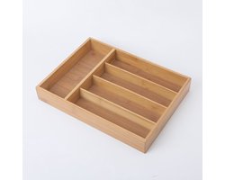 Bamboe bestekbak voor in keukenla - Bestek organizer van hoogwaardig bamboe hout - Bestekcassette - 35.5 x 26 x 5 cm