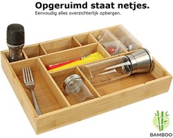 Bamboe bestekbak voor keukenla – Bestek organizer van hoogwaardig bamboe hout – Bestekcassette