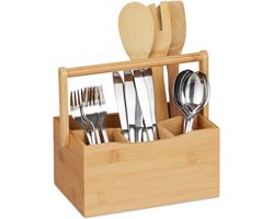Bamboe bestekhouder - 4 vakken - praktisch en overzichtelijk - 1 stuk