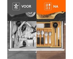 Bamboe Besteklade Organizer Verstelbaar 33-57 cm