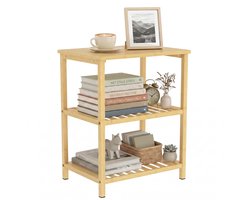 Bamboe bijzettafel - 3 etages - Lamellenplanken - Voor kleine ruimtes, woonkamers en slaapkamers-Naturel