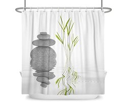 Bamboe Bladeren Douchegordijn 48x72 inch - Zen Meditatie Thema voor Badkamer Decor