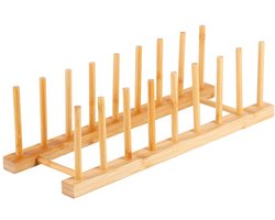 Bamboe Bordenrek & Dekselhouder - 34,5 x 12 x 12 cm - Keukenkast Organizer - Bordenhouder van Duurzaam Bamboe