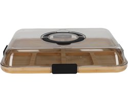 Bamboe Borrelplank met Deksel – Duurzaam materiaal - Snack Tray Serveerschaal – Tapas & Borrelhapjes Plank – Duurzaam Houten Bord voor Snacks, Kaas & Party