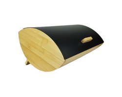 Bamboe Broodtrommel met Zwart Stalen Deksel - Modern Design
