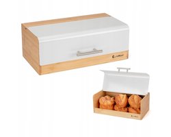 Bamboe Broodtrommel Wit met Houten Deksel - Stijlvol en Praktisch