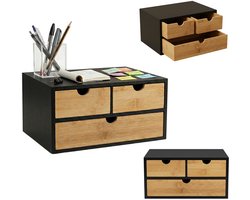 Bamboe bureau-organizer HEGO, 16 cm, met 3 lades