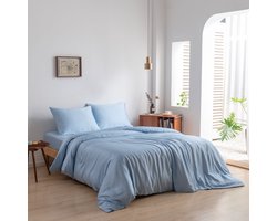 Bamboe dekbedovertrek Sky Blue 140x200 cm – zacht, ademend & duurzaam | Boomba Bamboo®
