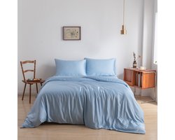 Bamboe dekbedovertrek Sky Blue 240x220 cm –zacht, ademend & duurzaam | Boomba Bamboo®