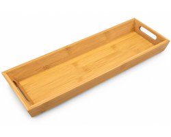 Bamboe Dienblad – 50 x 16 x 4,5 cm – Natuurlijk Bamboe – Serveerblad – Decoratief Dienblad – Met Handgrepen