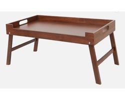 Bamboe dienblad - Inklabpaar - Donkerbruin - Multifunctioneel - Met handvaten - Ontbijt op bed - 23 x 48 x 28 cm