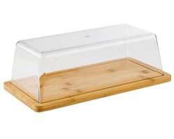 Bamboe dienblad met transparante kap - houdt gerechten vers - set van 1