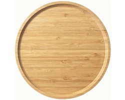 Bamboe Dienblad Rond - Ø40 Cm - Rond Koffie / Thee dienblad - Dienblad met handvatten - Bamboe hout - 40 x 40 x 5 Cm