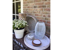 Bamboe dienblad rond wit