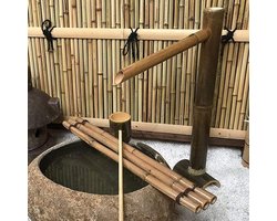 Bamboe Fonteinset - Tuin Ornament - Zen Sfeer Creëren - Natuurlijk Materiaal - Compleet met Pomp - Natuurlijk Bamboe