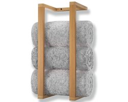 Bamboe Handdoekenrek - Verticaal Houten Badkameraccessoire voor Opgerolde Handdoeken